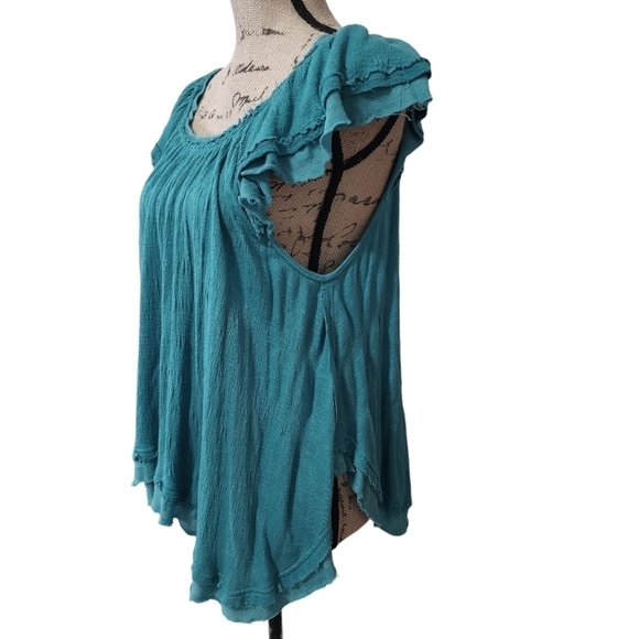 Free People Tunic Raw Edge Sharkbite Hem Oversized Top - XS - Picture 4 of 8